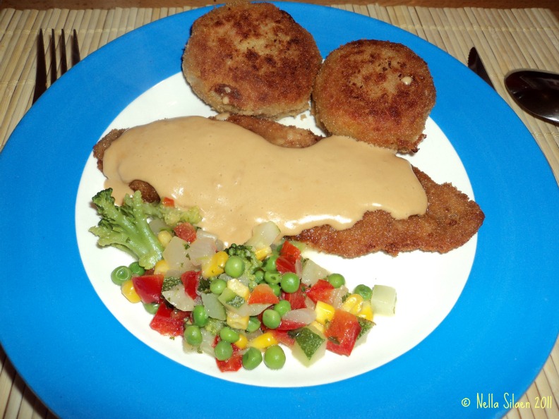 Schnitzel, Perkedel mit gemüse