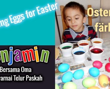 Benjamin dan Oma Mewarnai Telur Paskah dengan Cat Air